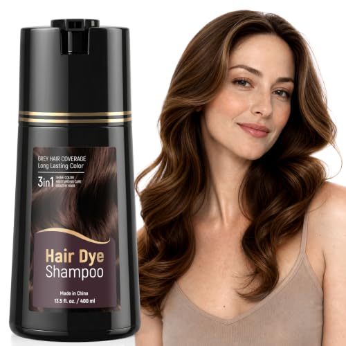 JUANCHI Chestnut Brown Hair Dye Shampoo 3-in-1 for Gray Hair Coverage 400ml