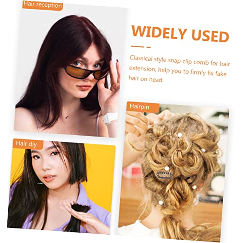 Beaupretty U-Shaped Wig Clips - 100Pcs Metal Snap Combs for Hair Extensions