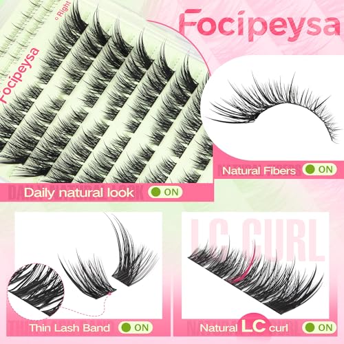 Focipeysa Fox Eye Lash Clusters Kit with Bond, Seal, and Applicator