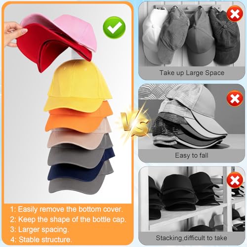 Fododo Hat Organizer - 2 Pack Wall-Mount Rack for Baseball Caps