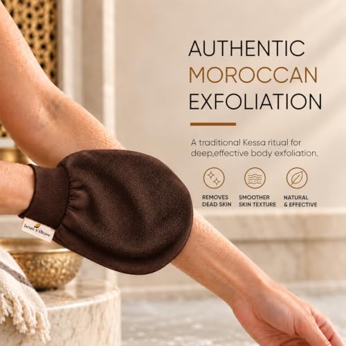 Jardin D'Oleane Moroccan Kessa Glove Scrub Brown - Exfoliating Bath Tool