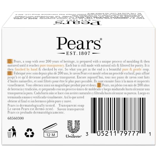 Pears Soap Amber with Natural Oils - Gentle Skin Cleansing 4-Pack 3.53 oz