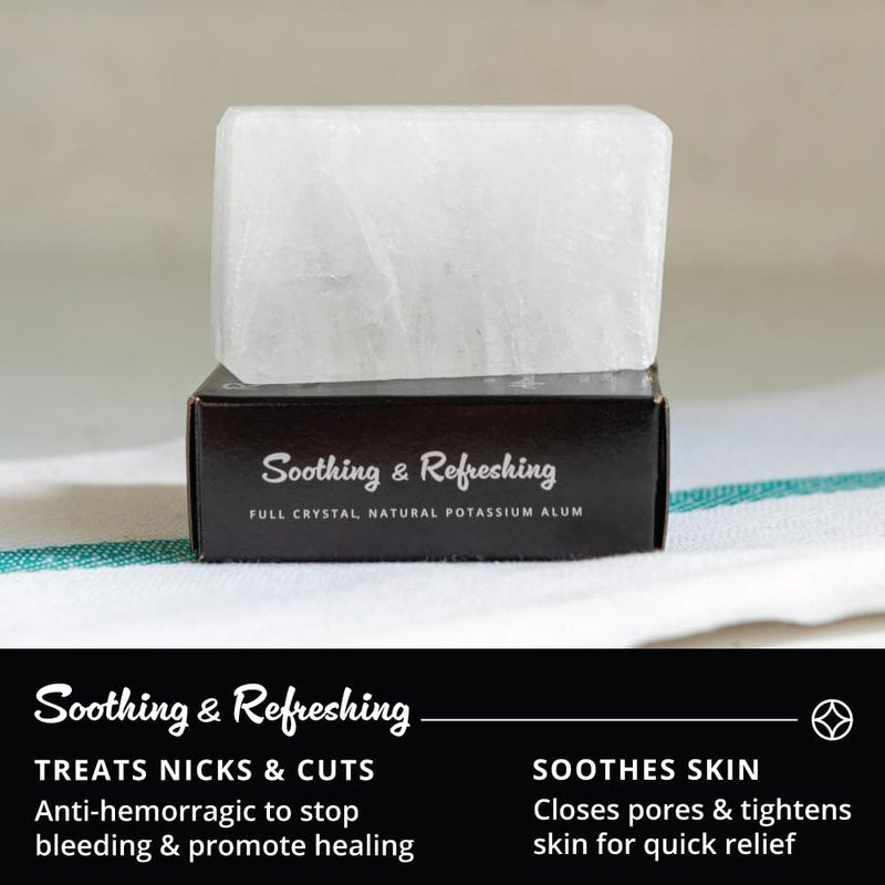 ROYAL SHAVE 100% Natural Alum Block for Men, Skin Soothing Aftershave Stone, Relieves Razor Burn & Heals Accidental Cuts (3.5 oz.) Made in France