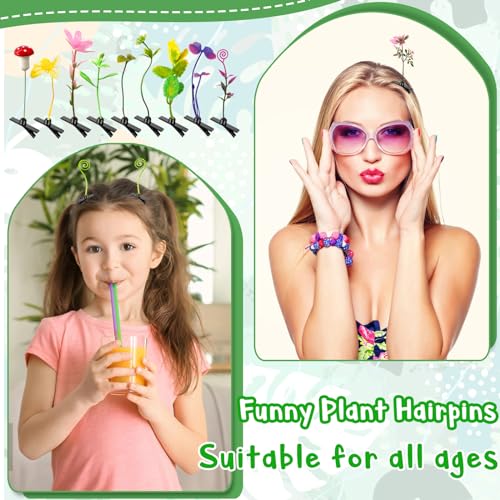 100 Mixed Plant Hair Clips - Cute Bean Sprout Hairpins for Kids & Adults