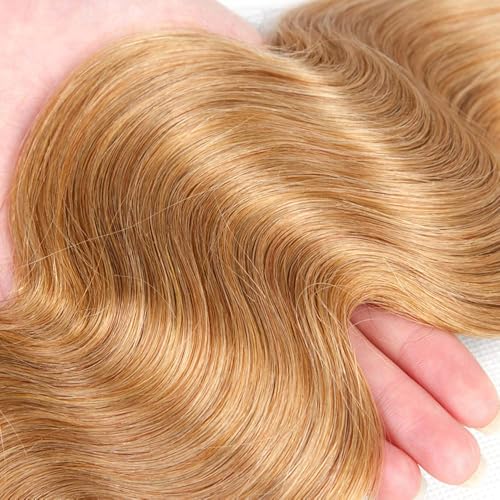 JUIOKAOO Body Wave Hair Bundle 16 Inch Color #27 Honey Blonde Remy Hair Extensions