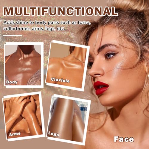 Body Glow Oil with SPF 45 - Shimmer Sunscreen for Radiant Skin, Diamond Platinum