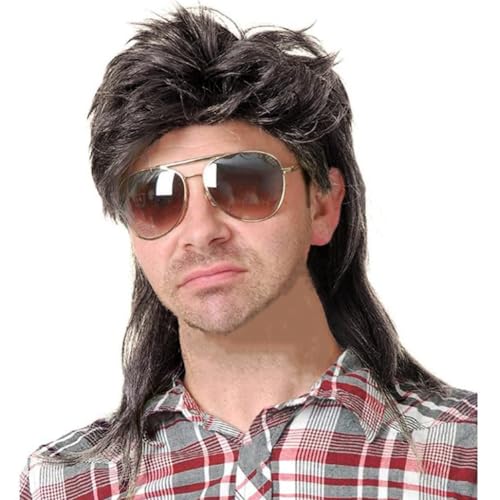 Grey Mullet Wig for Men - 70s 80s Disco Rocker Cosplay & Costume