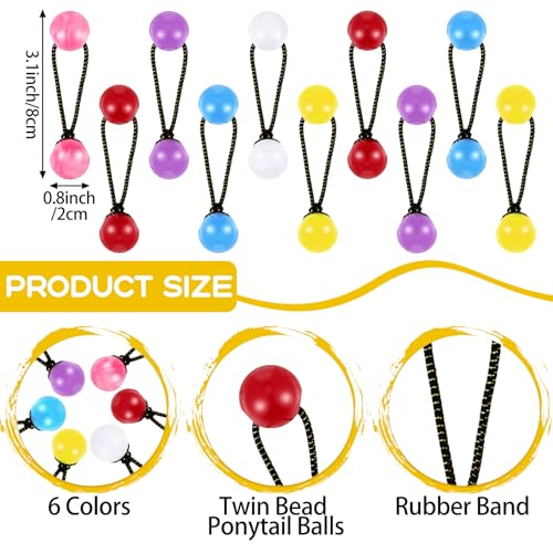Cindeer 36 Pcs Colorful Ball Hair Ties for Kids - 20mm Ponytail Holders