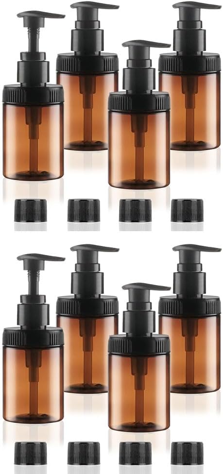 Pump Bottle Dispenser - 4oz Refillable Lotion Containers | Clear Plastic Wide Mouth Jars - 4 Pack for Shampoo & Body Wash