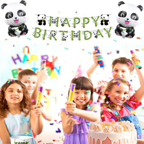 Adorable Panda Birthday Party Decoration Set - Banner & Foil Balloons