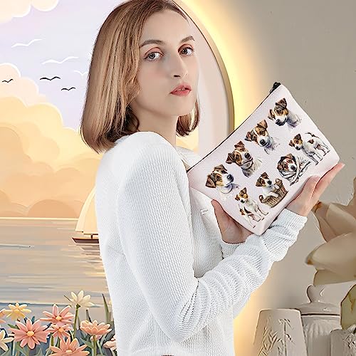LEVO Jack Russell Cosmetic Makeup Bag - Dog Lover Gift, Travel & Toiletry Organizer