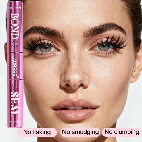 LAUBESS Waterproof 2-in-1 Black Lash Bond & Clear Seal for False Eyelash Clusters 5ml+5ml