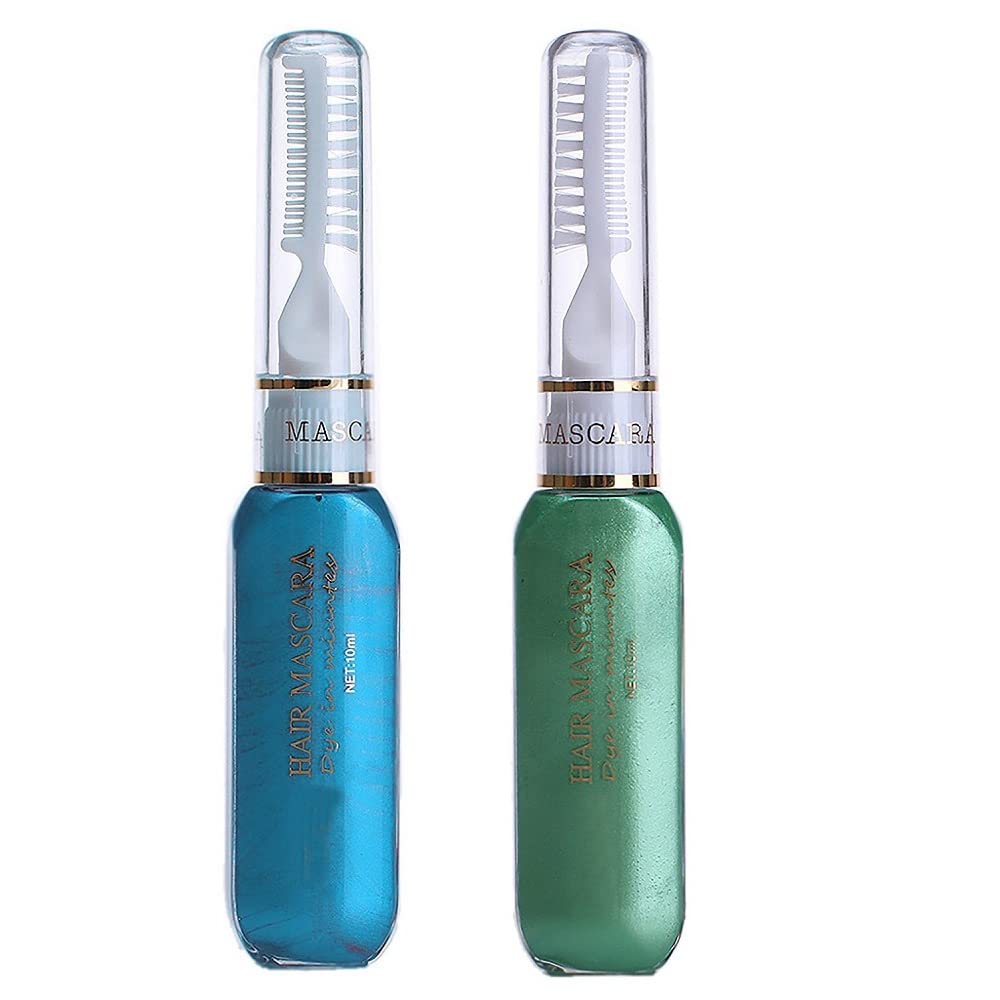 Temporary Hair Color Mascara - Washable Non-Toxic Hair Dye Stick | Blue & Green Shades