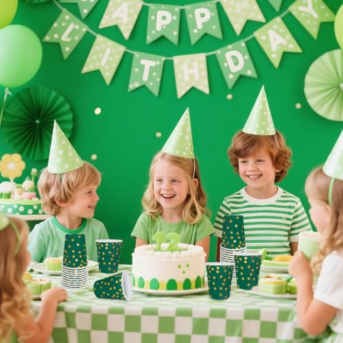 Dark Green and Gold Disposable Paper Cups - 9 oz, 50 Pcs