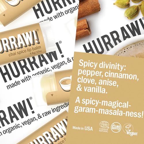Hurraw! Organic Chai Spice Lip Balm 3-Pack Vegan Natural Moisturizer