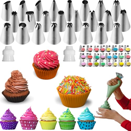 Stainless Steel Cake Decorating Piping Tips Set - 24 Piece Kit