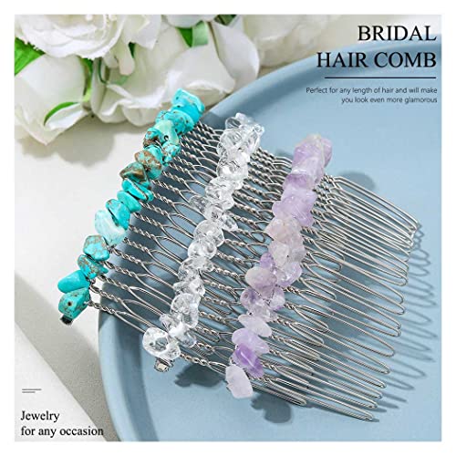 JONKY Turquoise, Transparent & Purple Crystal Bridal Hair Comb for Women