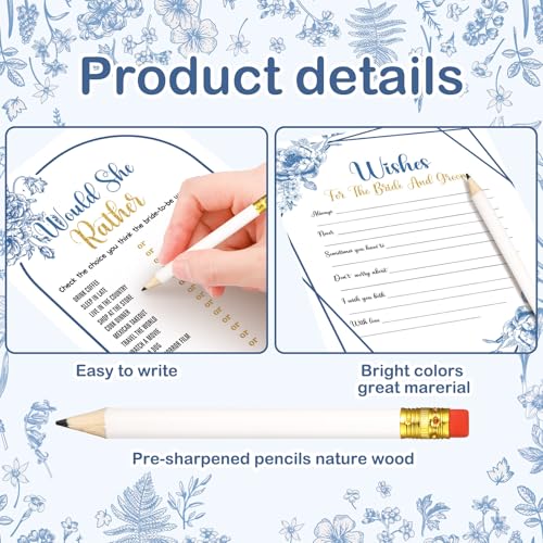 Bridal Shower Game Set - 145 Pcs Sunflower Floral Cards & Pencils