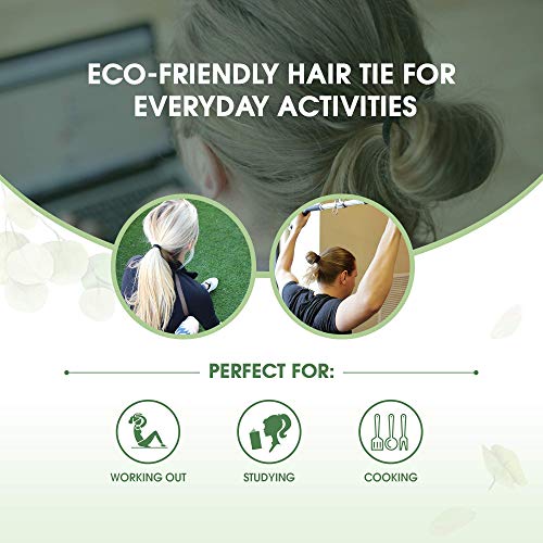 Black Biodegradable Elastic Hair Ties for Women & Men - No Crease Ponytail Holders, 27 Count