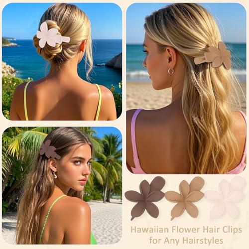 YISSION 6 Pcs Neutral Colors Flower Flat Hair Clips for Women & Girls