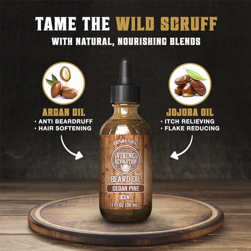 Viking Revolution Cedar and Pine Beard Balm and Beard Oil Grooming Bundle
