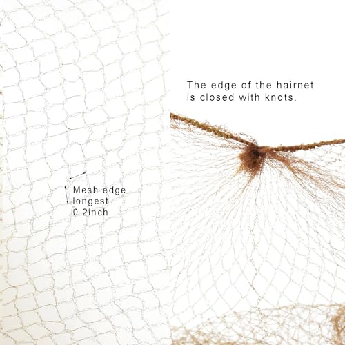 50 Pcs Light Brown Elastic Mesh Hair Nets 20 Inch for Hair Bun & Food Service