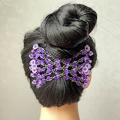 FXBLING 6Pcs Beaded Hair Combs for Women Hair Bun Maker & Styling Accessories