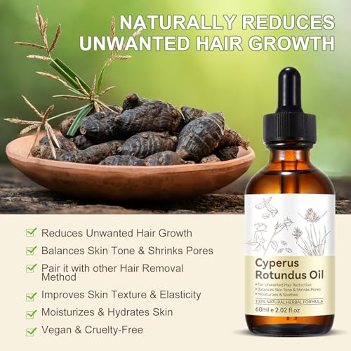 Cyperus Rotundus Oil for Hair Growth Reduction, 2 Pack Natural Body Oil