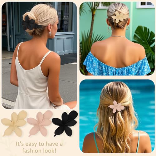 YISSION 6 Pcs Neutral Colors Flower Flat Hair Clips for Women & Girls