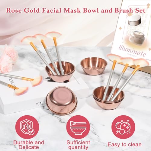 Rose Gold Esthetician Supplies Set - 16 Pcs Facial Brushes & Bowls