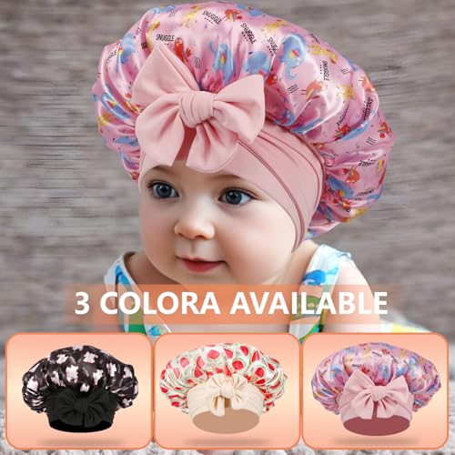 Kids Satin Bonnet Set – 3 Pack Pink Black Beige Baby Hair Care Accessories