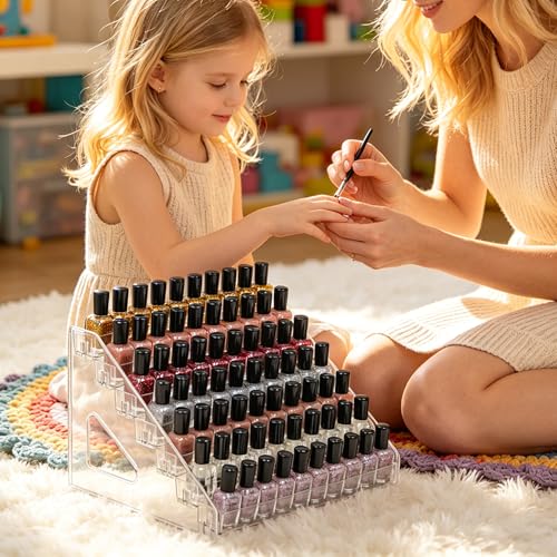7-Tier Clear Acrylic Nail Polish Rack Display Stand for Cosmetics