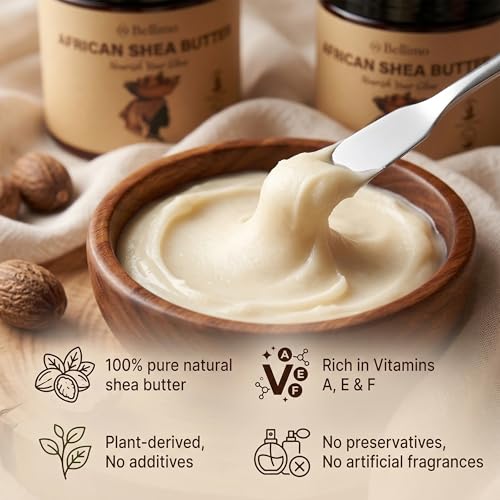 Bellimo 100% Pure Unrefined African Shea Butter - 8 oz Raw Moisturizer