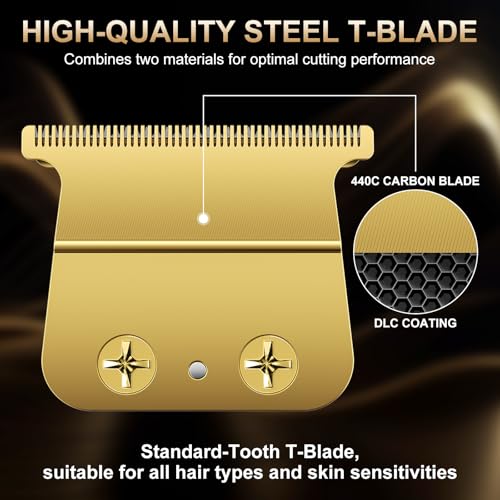 CR8GR8 Golden DLC T-Blades Replacement for BaByliss FX787, FX799, FX726, FX729 - Precision Hair Trimmer Blades