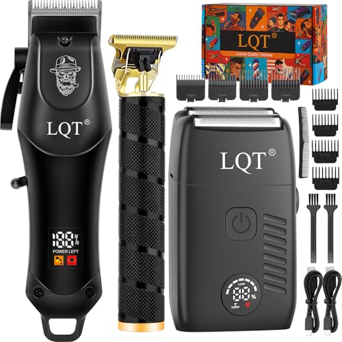 Professional Hair Clippers for Men with Ceramic T-Blade & Trimmer Kit