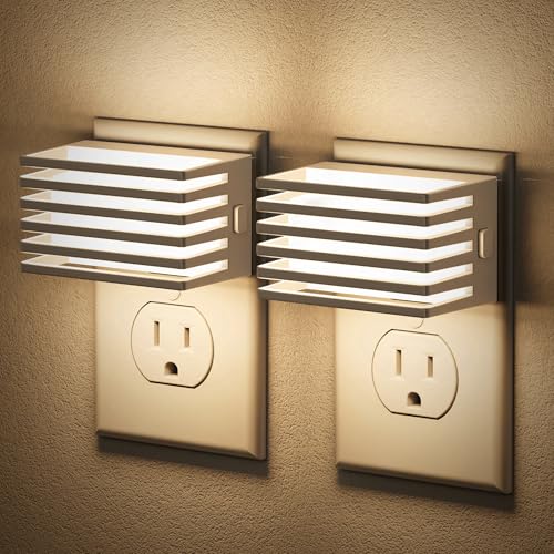 JandCase Dimmable LED Night Light with Dusk to Dawn Sensor | 2 Pack