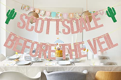 Scottsdale Before the Veil Bachelorette Party Banner - Rose Gold Cactus Decor