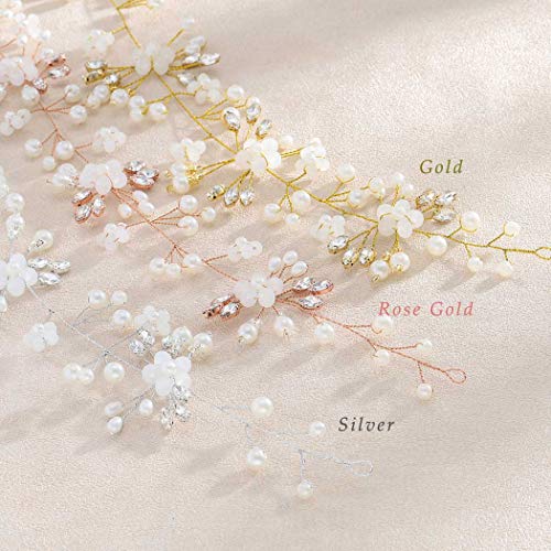 Gold Wedding Hair Vine with Crystals and Pearls - Bridal Hair Accessories