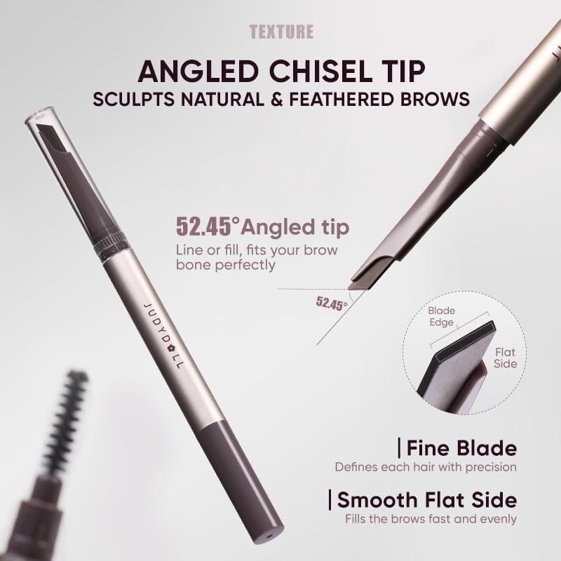 JUDYDOLL Precision Auto Brow Pencil - 02 Ash Brown, Waterproof & Long-Lasting