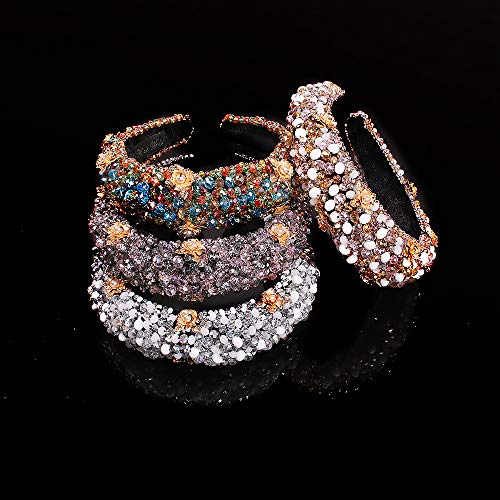 Multicolor Velvet Headband with Crystal Beads for Women