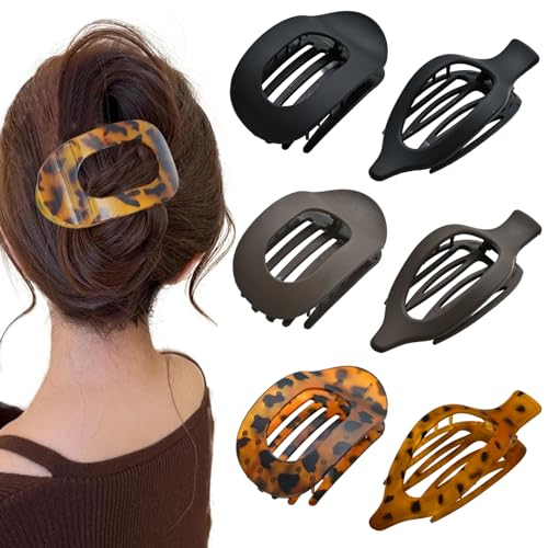 Large Flat Claw Clips for Women - 6 Pack Non-Slip Hair Accessories