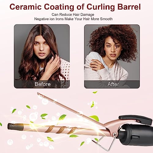 3/8 Inch Small Curling Iron Wand for Tight Spiral Curls with 2