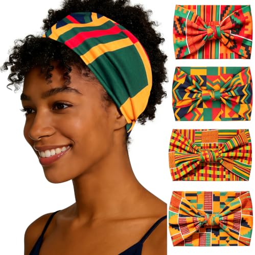 Afibi Wide Headbands for Women - African Boho Sports Hair Wraps (Style A)