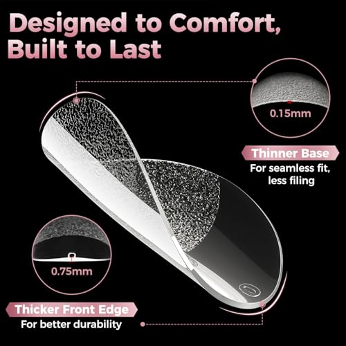 Luckyfairy Extra Short Almond Nail Tips - 240pcs Soft Gel Press-On Nails