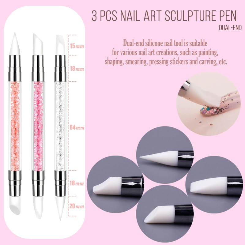 Nail Art Brushes Set - 29PCS Dotting Tools & Palette Kit for Gel Polish | Detail Design Pens for Nail Drawing