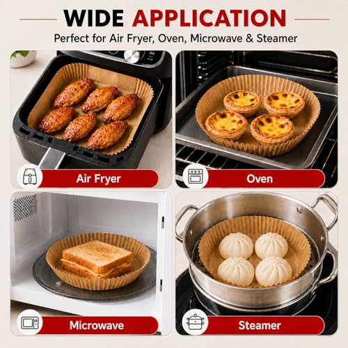 100 PCS Round Disposable Air Fryer Liners for 5-8 QT Baskets