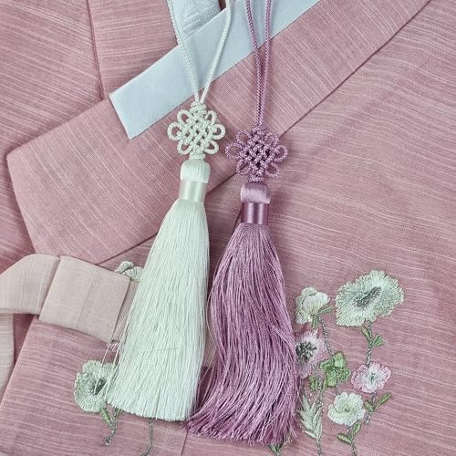 Mini Korean Silk Knot Norigae Set - 2 Pack Dark Red Bag Charms