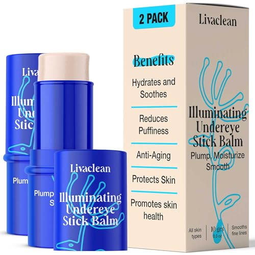 Fragrance Free Under Eye Balm Stick - 2 Pack, 20g Each | Hydrating & Brightening Stick with Retinol, Aloe Vera, Vitamin E