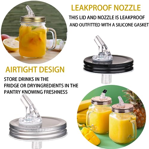 Mason Jar Pour Spout Set - 70mm Leak-Proof Dispenser with Caps