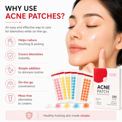Invisible Acne Spot Patches - 180 Count Ultra Thin Hydrocolloid Stickers